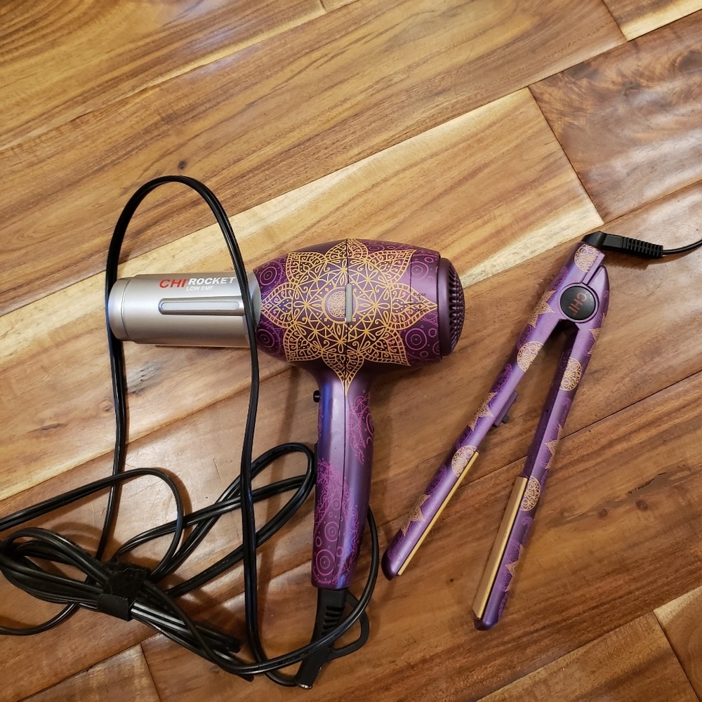 Chi brand hair dryer flat iron set